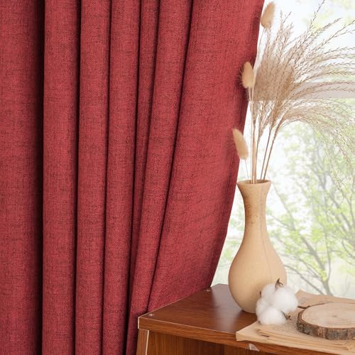 YoungsTex Burgundy Red Linen Curtains - Image 5