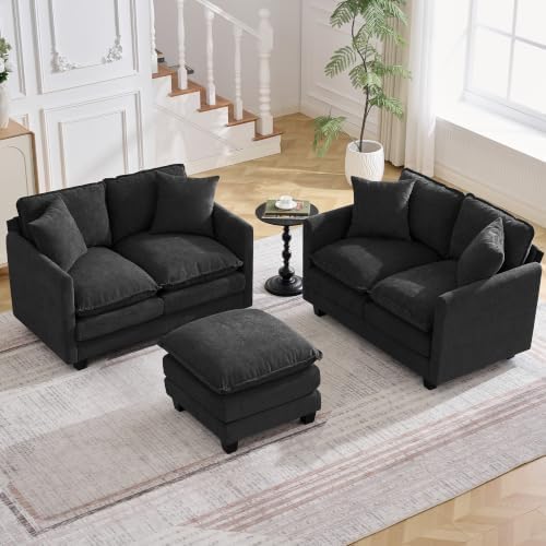 Cloud 3 Pieces Sofa Set, 2+2 Seater Couch+1 Ottoman, Modern Sofas Sets by HOCAT