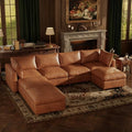 128'' Faux Leather Modular Sectional Sofa by Quenvo