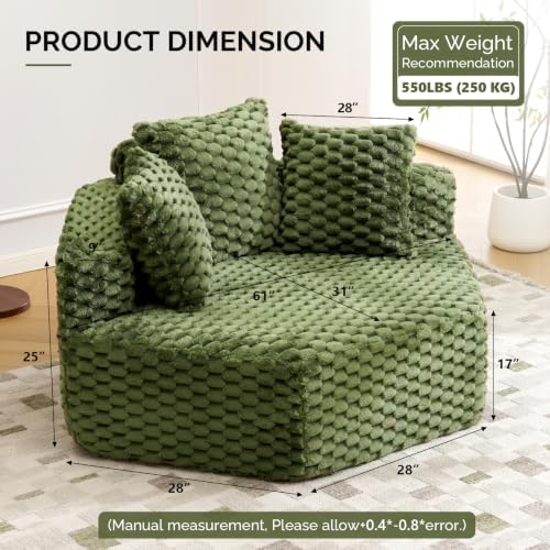 VINGLI Hexagon Boneless Chair, Modern Modular Chaise Lounge Sofa Bed, Corner - Image 2