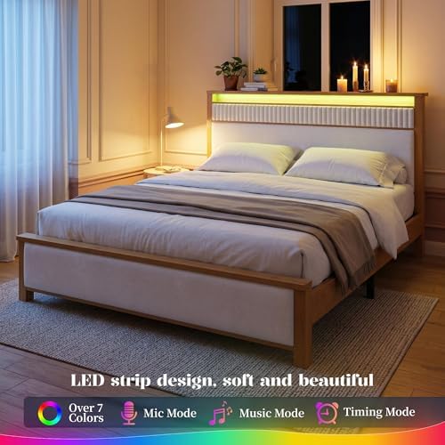 Homkdom Solid Wood Queen Size Bed Frame - Image 5