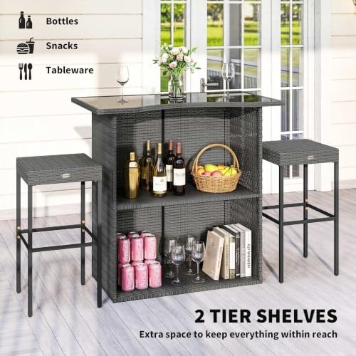 Outsunny 5 Piece Wicker Outdoor Bar Set - Image 3