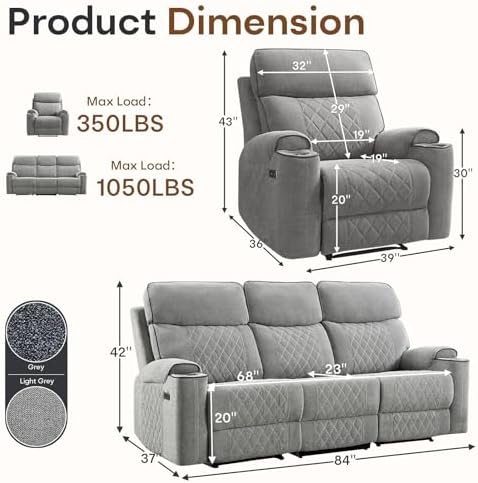 HAOMARKETS 3-Piece Power Recliner Sofa Set - Image 2