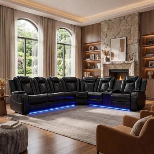 Power Reclining Leather Sectional Couch by BrisaNube