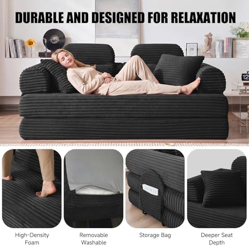 78.8" Futon Sofa Bed with High Back, Boneless Couches - Image 6