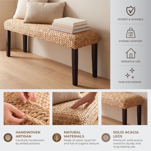 Solid Acacia Wood Entryway Bench - Image 3