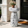 Faux Marble Side Table, 24Inch Outdoor End Table Pedestal by Ultym