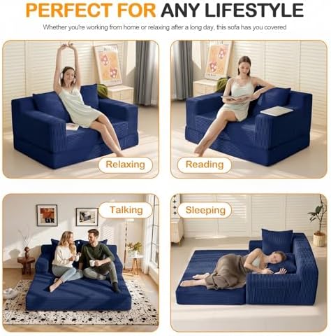 Erament Boneless Loveseat Convertible Sofa Bed, Folding Floor Futon Sleeper - Image 6