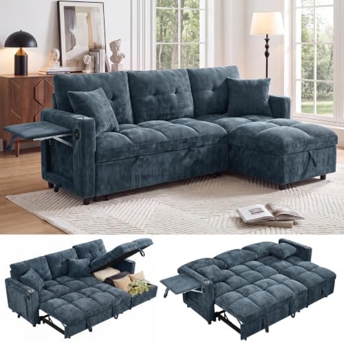 81”Pull Out Sofa Bed, L Shaped Sleeper Sofa by FOCALSWEET