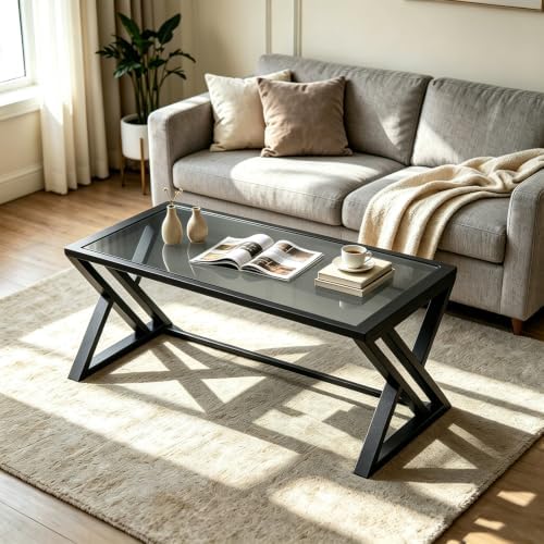 Wolawu Coffee Table Grey Glass Coffee Table - Image 3