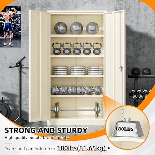 INTERGREAT Metal Storage Cabinet Doors, Tall Lockable Steel Cabinets - Image 5