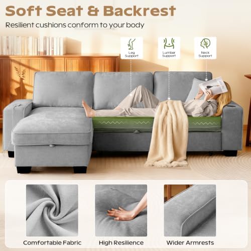 99" Convertible Sleeper Sofa Bed, L Shaped - Image 6