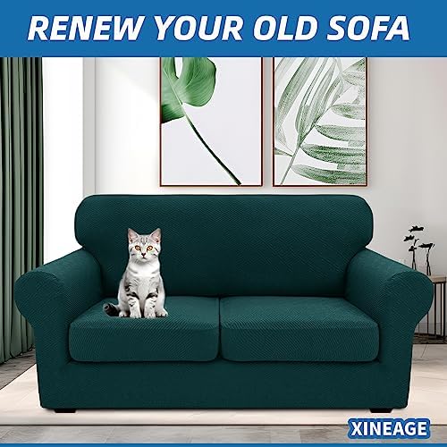 XINEAGE 3-Piece Stretch Loveseat Sofa Cover, Washable Couch Covers - Image 4