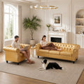 Chesterfield Sofa & Chair Set, Faux Leather Couch Set by EYBCTHOME