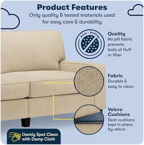 Serta Palisades 78" Track Arm Sofa, Easy Care Polyester, Soft Pillow Back - Image 3