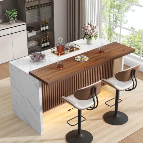 Gyfimoie 63" Large Imitation Marble Bar Table, Island Table - Image 4