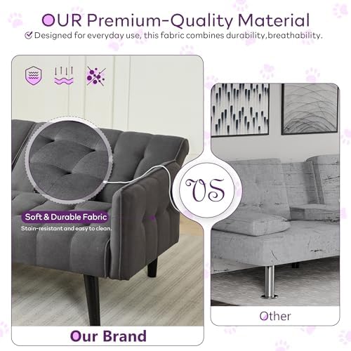 65'' Convertible Futon Sofa Bed - Image 6