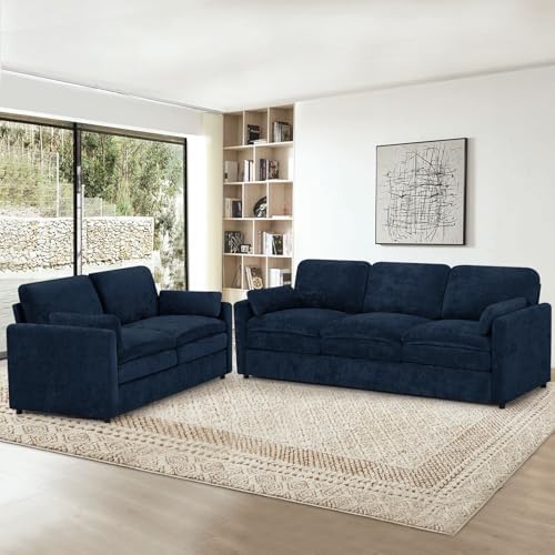 Chenille 2-Seater & 3-Seater Sofa Set w/Two Arm Pillows by ACMEASE