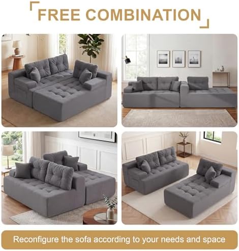 Hobestluk Boneless Couches Modular Sectional Sofa L-Shape Oversized Chaise - Image 6