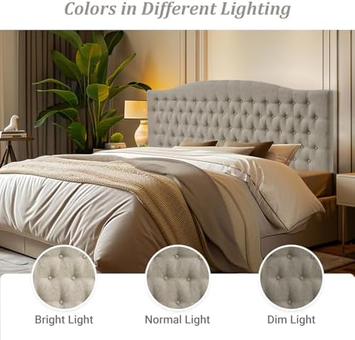 Furpopup Linen King Size Headboard Only, Upholstered Wall Mount - Image 4