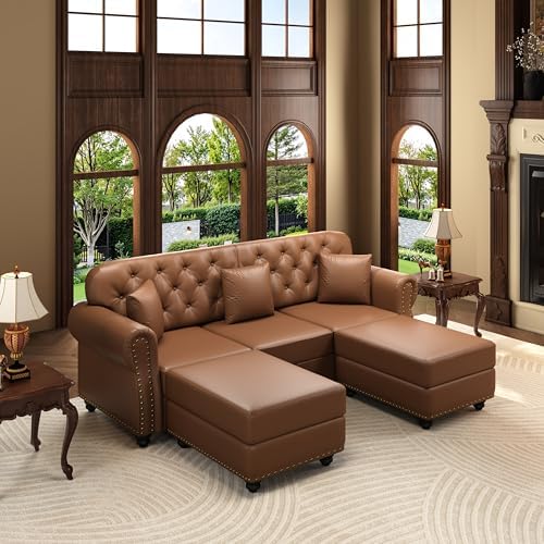 KEIKI 83" Faux Leather Chesterfield Sofa by KEIKI