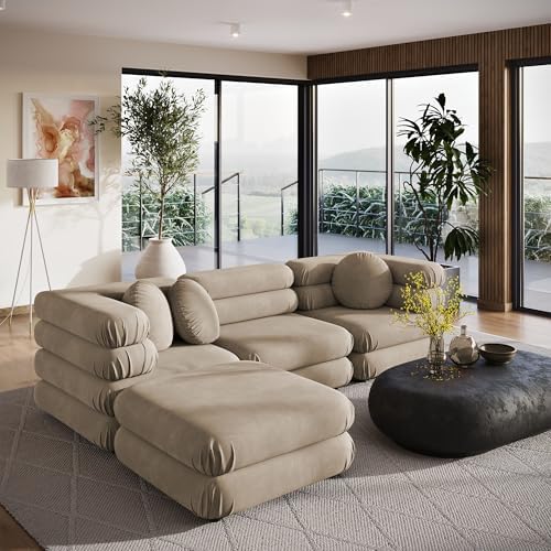 Modway Jubilee Performance Velvet 4 Piece Sectional Sofa - Image 3