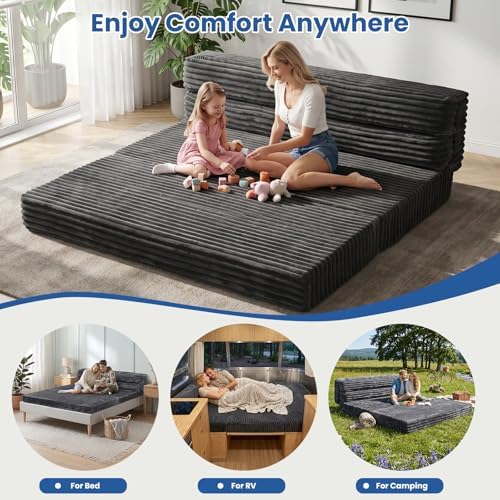 Erament Tri-Fold Futon Sofa Bed, 6 Inch Foldable Floor Couch, High-Density Foam - Image 6