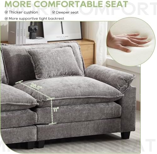 Oprisen 3 Pieces Cloud Couch Set, Upholstered Comfy Modular Sectional Sofa Deep - Image 5