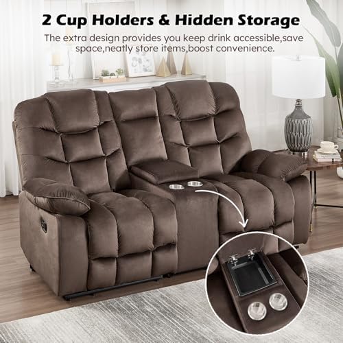 HAOMARKETS 3 Seat Manual Reclining Sofa, Soft Fabric Recliner Couch - Image 6