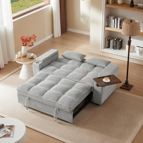 oaaktu Large Size Convertible Sleeper Sofa Bed, Polka dot Velvet Pull Out Futon - Image 3