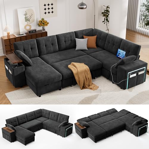 Vipbear Chenille 112" 7 Seat Modular Sectional Sleeper Sofa by Vipbear
