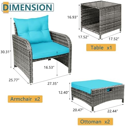 5 Pieces PE Wicker Outdoor Chairs - Image 7