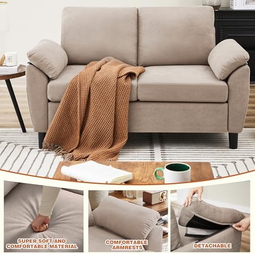 4 Pieces Sectional Sofa Set, Linen Small Couch Set - Image 5