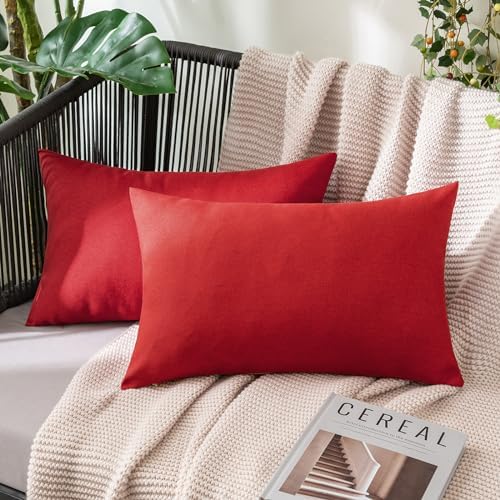MIULEE Decorative Outdoor Pillow Covers Christmas Lumbar 12x20 Red by MIULEE