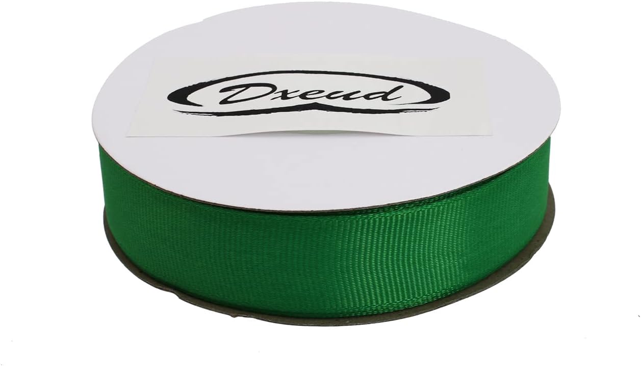 Solid Grosgrain Ribbon 25 Yard Each Roll 100% Polyester Woven Edge (1", Green)
