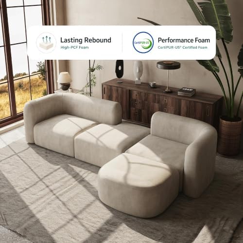 Acanva Mellow Modern Tight Curved Back Velvet Sofa, 4 Seater Modular - Image 4