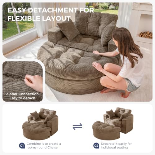 MAXYOYO Oversized Round Chaise Lounge Sofa, Boneless Chair - Image 6