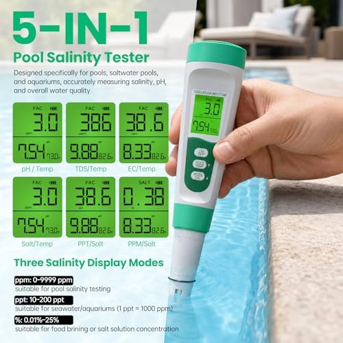Salt Tester for Saltwater Pool & PH Meter, High Accuracy Pool Salt Tester - Image 2