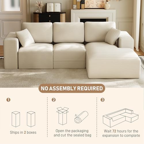 ONEMMLION 109" L-Shaped Cloud Boneless Couch Sofa - Image 5