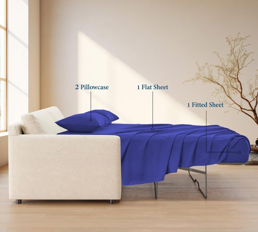 800 Series 100% Egyptian Cotton Sleeper Sofa Bed Sheet Set Stripe Queen XL Size - Image 3