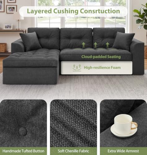 Hobestluk 105'' Boneless Couch Modular Sectional Sofa - Image 5
