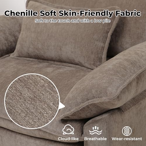 Modern Oversized Accent Chairs Set of 2, Chenille Cloud Sofa Chair - Image 4
