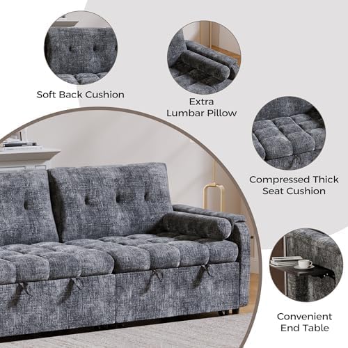86'' Sleeper Sofa Bed with Side Table & Adjustable Backrest - Image 4