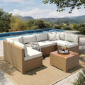 HERA'S HOUSE 5-Piece Wicker Rattan Patio Sectional Set by HERASHOUSE