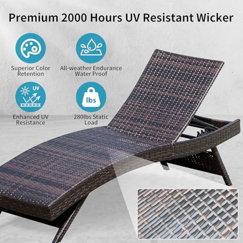 Folding Patio Chaise Lounge, Foldable Long Reclining Patio Seating Chairs - Image 4