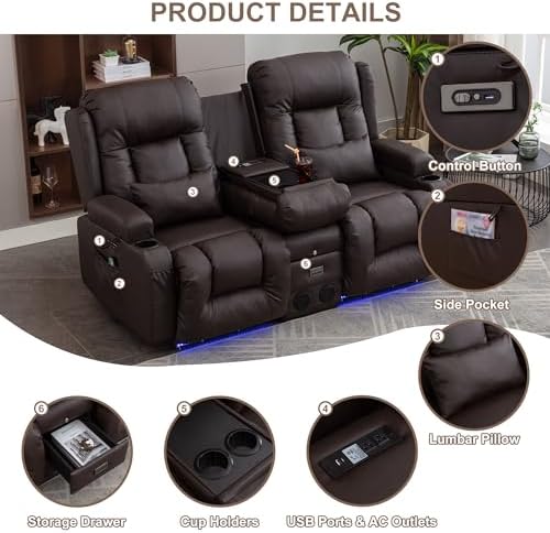 TUNYI Power Loveseat Recliner Sofa - Image 6