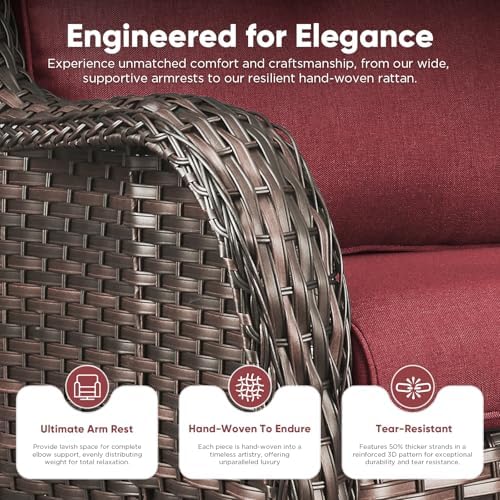 Belord Outdoor Swivel Chairs Set of 2, Patio Wicker Rocker Chairs, All Weather - Image 5