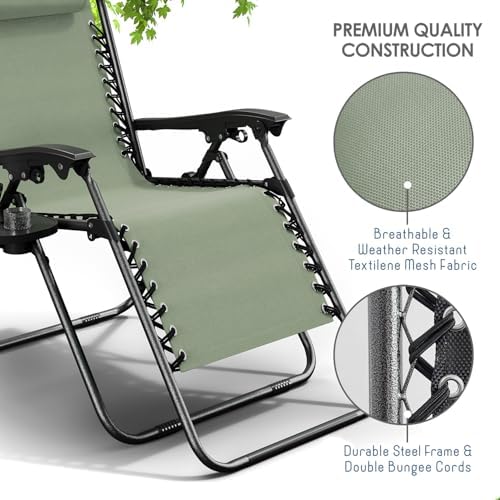 Nestl Zero Gravity Chairs Set of 4, Patio Lounge Chair Outdoor - Image 7