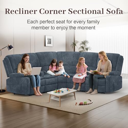 5 Seater Reclining Sofa Set, Modern Living Room Couch Set - Image 3