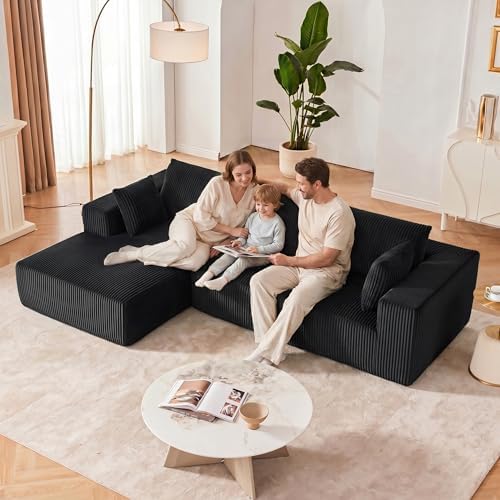 108" Boneless Couch with Chaise, Cloud Sectional Modular Sofa - Image 5